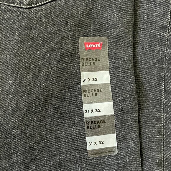 Levi's Women's Ribcage Bell Jeans 31x32 Black Super High Rise Flare Denim Slim - Picture 7 of 9
